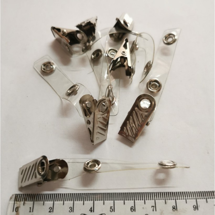 

[100 pcs] jepit garis id card / jepitan name tag nikel / sambungan name tag / ID card