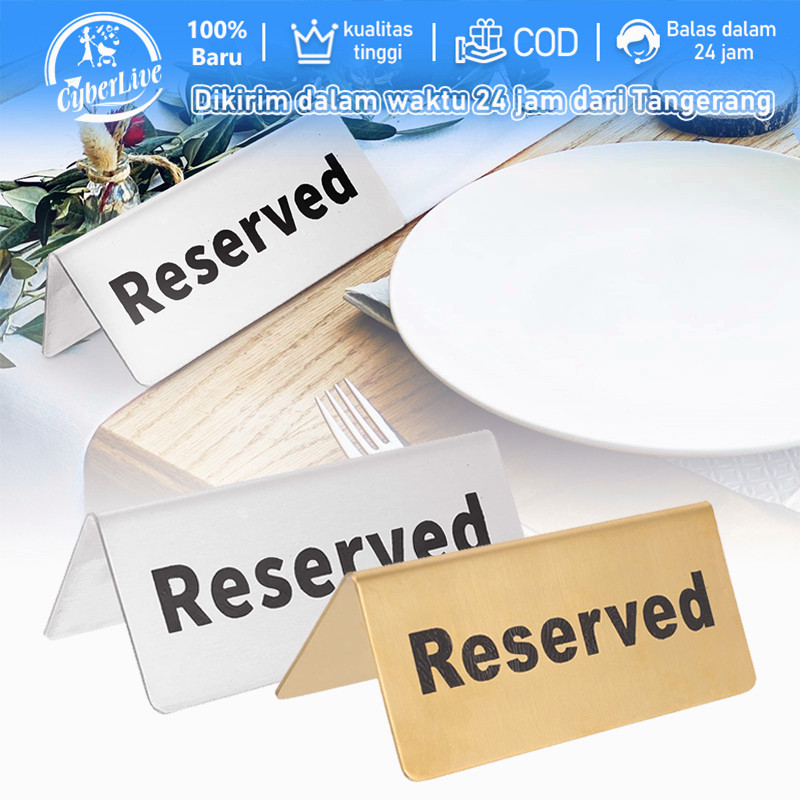 

Papan Meja Reserved Stainless Table Card Sign Hotel Restaurant Reserved Table Sign