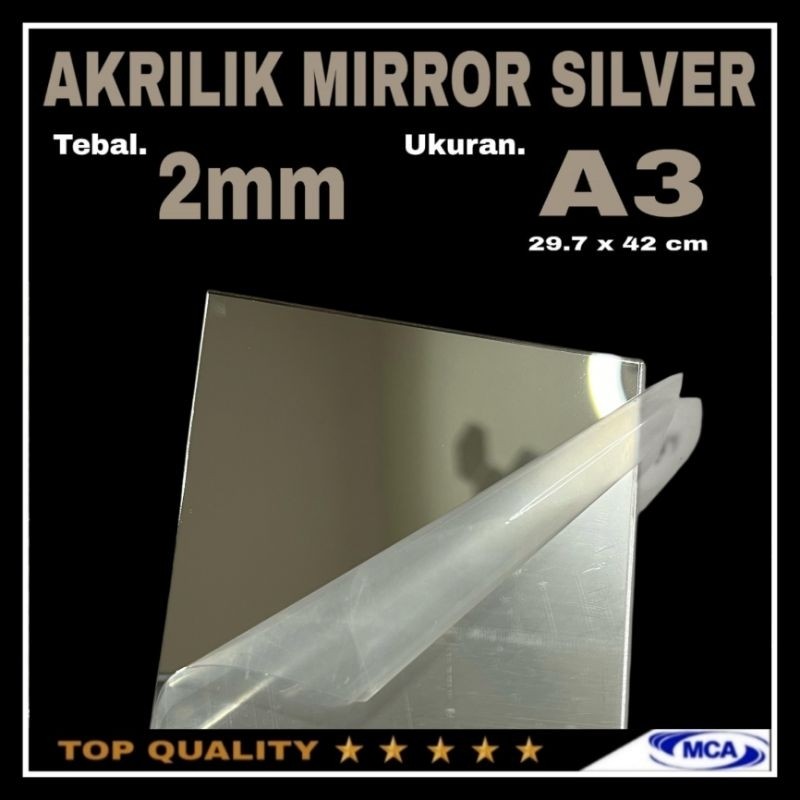 

AKRILIK LEMBARAN SILVER MIRROR A3 / Acrylic Mirror Silver / Laser cutting