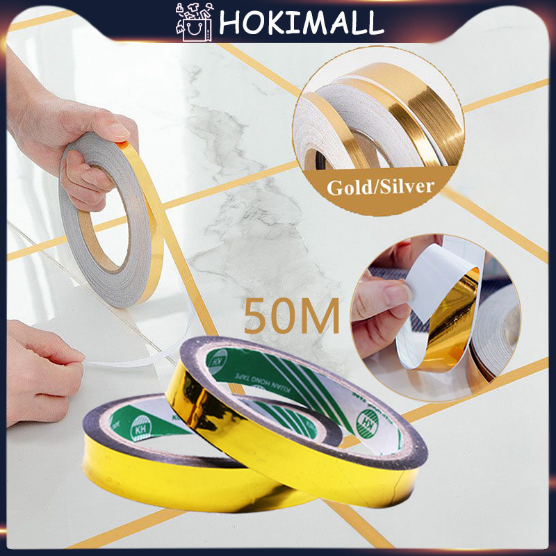 

50Meters Selotip Emas Stiker Emas Gold Washi Tape Untuk DIY Scrapbooking Sekolah Dan Kantor Dekorasi