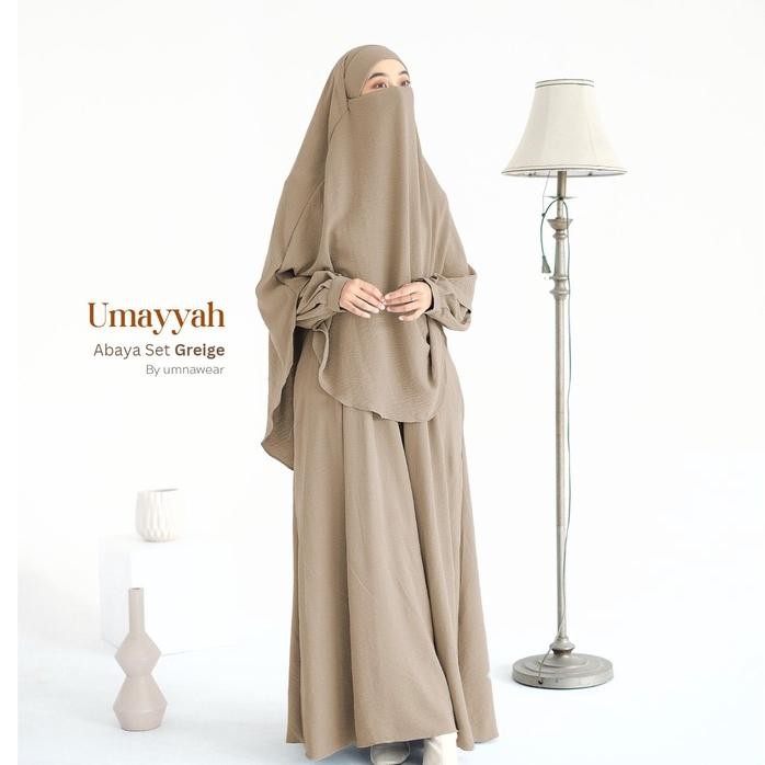 Hijara- Umayyah Set Abaya Syari Set Gamis Syari Baju Muslim Oneset by Umnawear