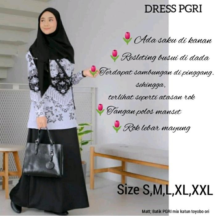 Syamira- Gamis Seragam Batik PGRI / Baju seragam batik guru Wanita