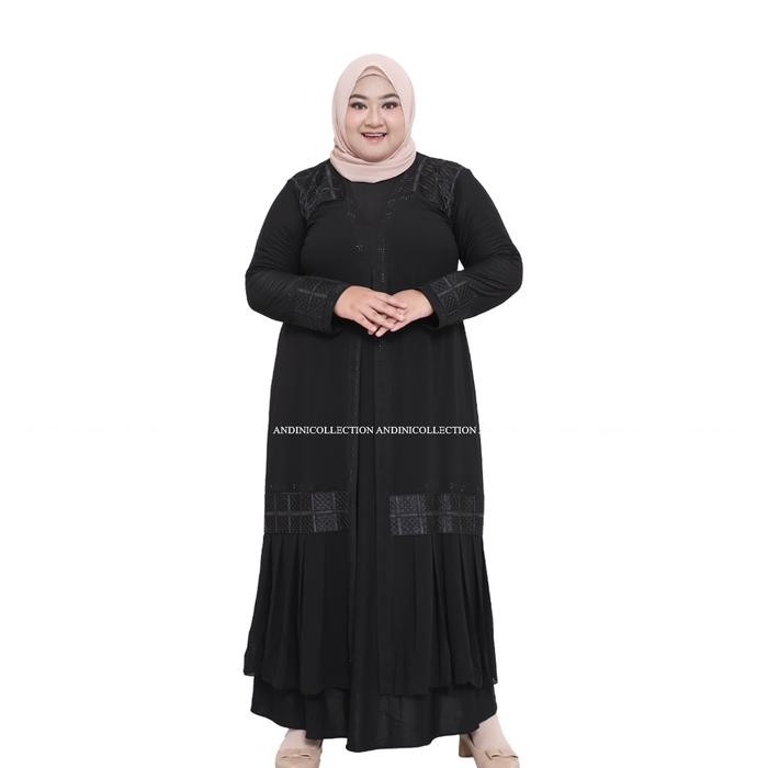 Busanae- Andinicollection Abaya Turkey 122 Amarta EKSTRA JUMBO LD 130-135 Hitam Dewasa Muslim