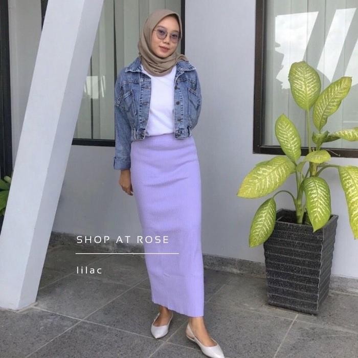 Busanae- Alesha - ROK RAJUT SPAN KNIT ROK PANJANG Muslim Wanita Bawahan Tebal