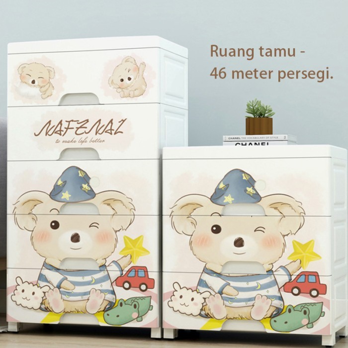 Lemari Plastik 4 dan 5 Tingkat/Lemari Pakaian Anak Tempat Penyimpanan Mainan/Snack/Baju Serbaguna