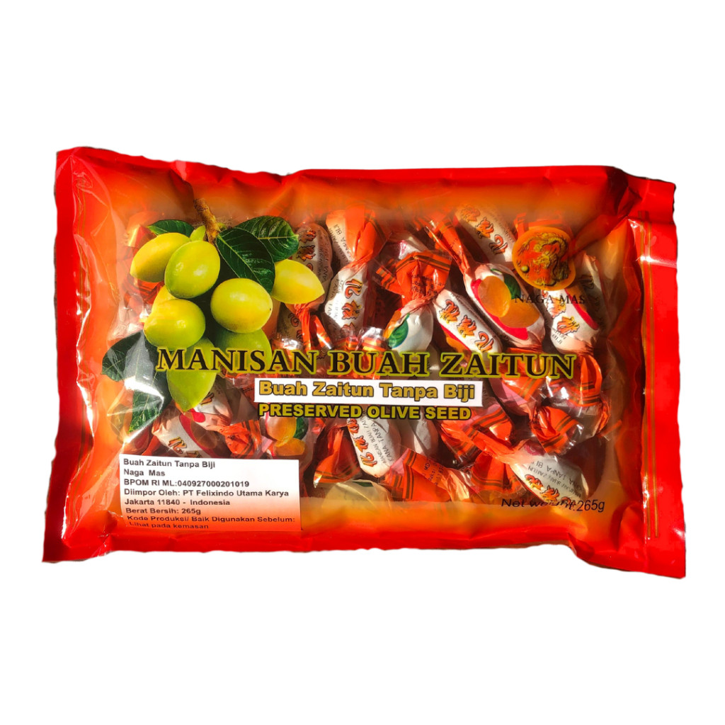 

Manisan Buah Zaitun Tanpa Biji 265 gram Lichorice Kana Tanpa Biji Preserved Olive Seedless Manisan