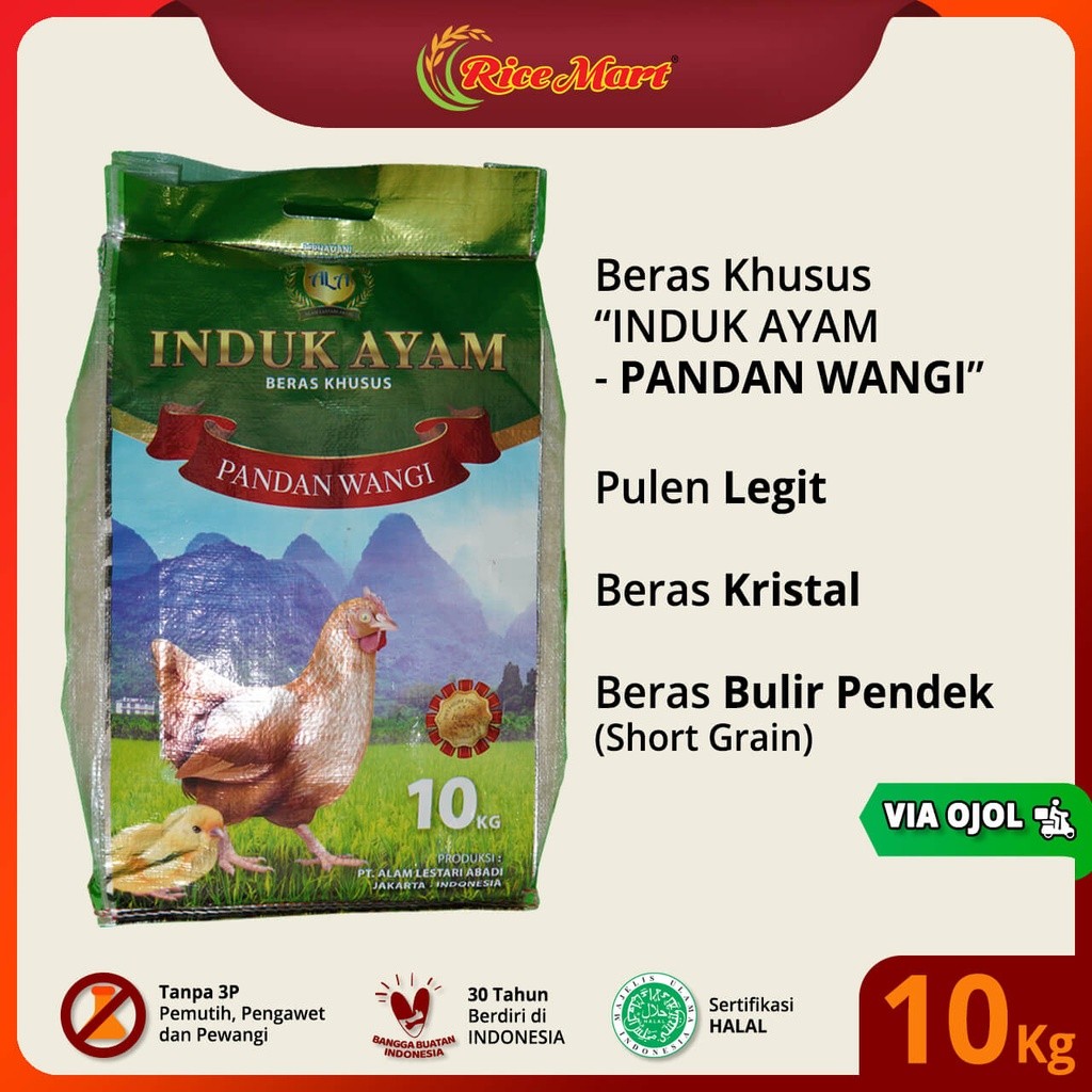 

Beras INDUK AYAM - PANDAN WANGI 10 kg [OJOL] - Beras Khusus - Wangi Pandan Wangi - Beras Kristal - Pulen Legit - Produk Indonesia