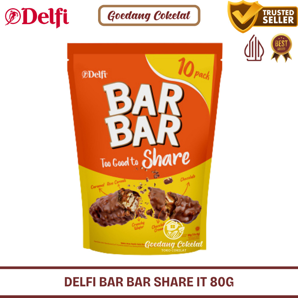 

Sajiandapur Delfi Bar Bar Too Good To Share Pack Pouch Isi 10 Pcs X 8 Gr (80Gr)