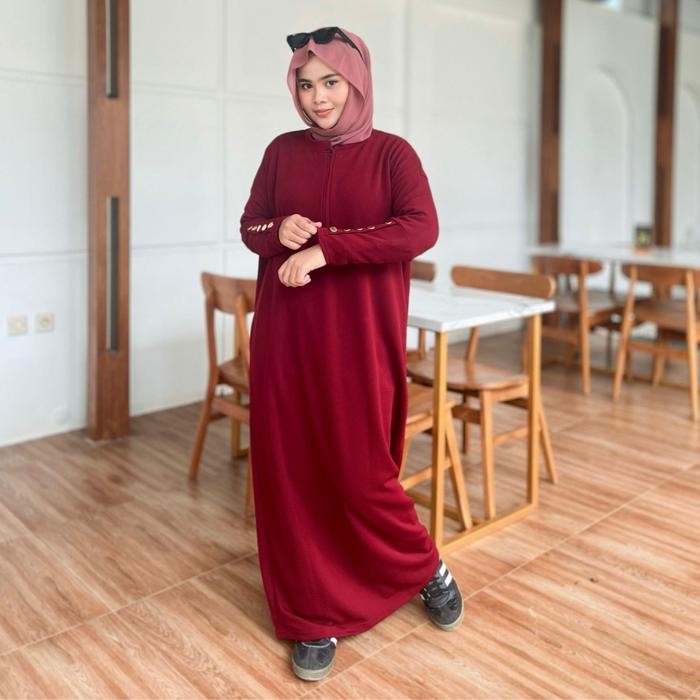 Layali- Lokal By Fx - Gamis Knit JPN Lengan Variasi Kancing // Gamis Muslim Dewasa