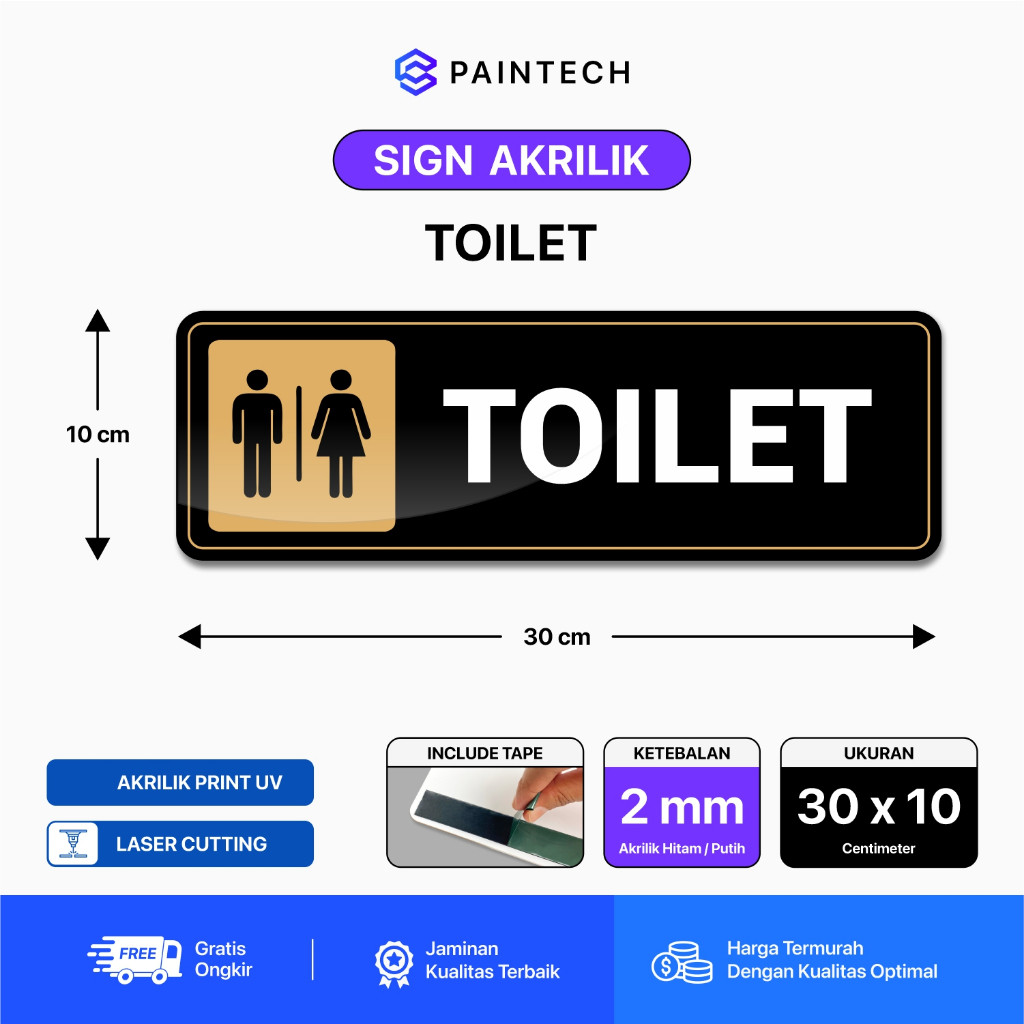 

UM1 Sn Akrilik Tanda Toilet Print UV Snage Ukuran 30 X 10 CM