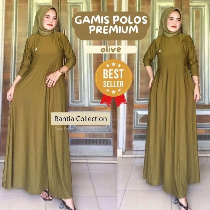 Mosya- Gamis Polos Jersey Premium Terbaru (WARNA TERLENGKAP) Bahan Tebal Adem Warna Hitam Navy