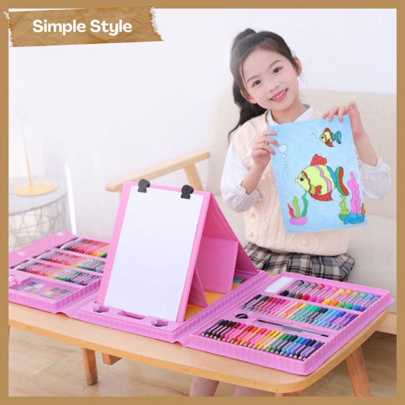 

Crayon Anak Pengasah 208pcs Set Alat Menggambar Melukis Anak-Anak Krayon