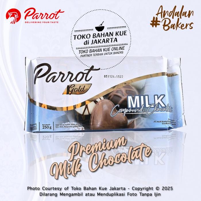 

Cokelat Parrot GOLD PREMIUM 250gr MILK Compound Chocolate Coklat Susu