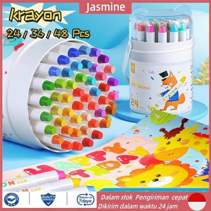 

TERLARIS! Free BrushCrayon Putar Washable 36/48 Color Crayon For Kids Tidak Beracun yang Dapat
