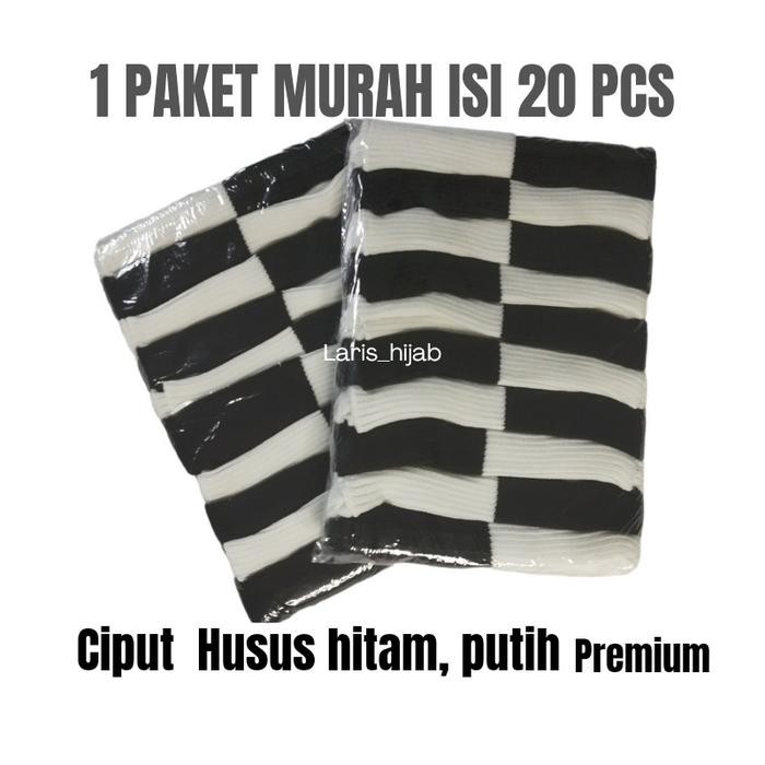 Mosya- Paket Murah 20 pcs Ciput rajut hitam putih premium bandana rajut dalaman hijab wanita