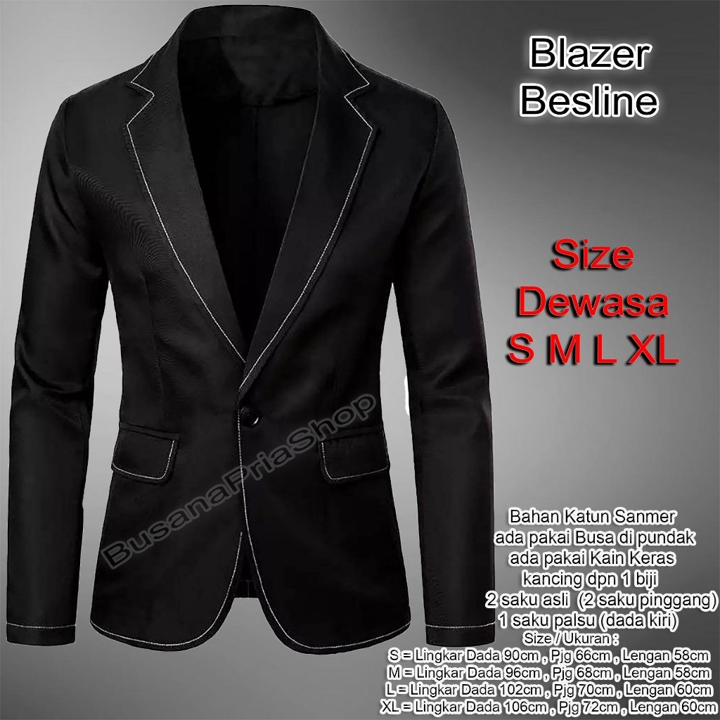 BPS COD Blazer / Jas Pria VENTURA hitam sanmer premium S M L XL ventu black formal busa kain keras