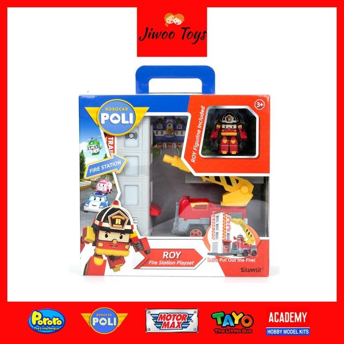 TERLARIS Silverlit Robocar Poli Roy Fire Station Playset 83409 Mainan Robocar