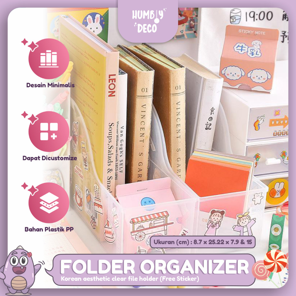 

Humbly Deco - Korean Aesthetic Clear File Holder and Folder Organizer