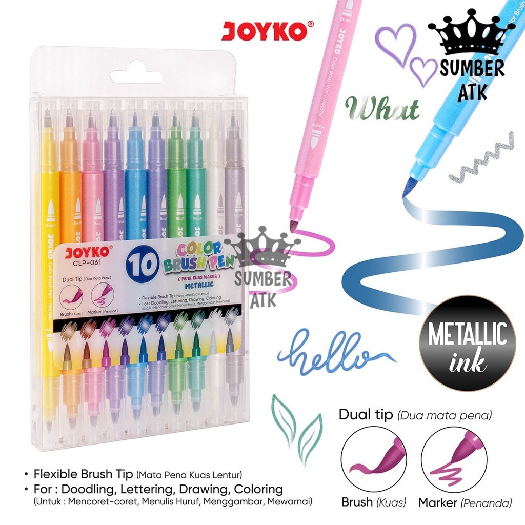 

Color Brush Pen Pena Kuas Warna Joyko CLP-061 Metallic Dual Tip