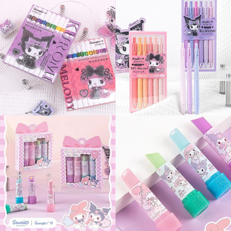 

My Melody & Kuromi Set highlighter pen eraser spidol pulpen penghapus alat tulis sanrio