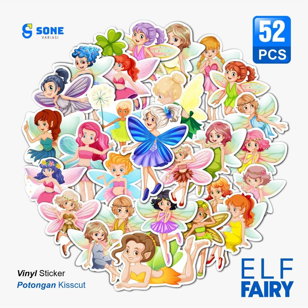 

UM1 Sticker Pack Elf Fairy Aesthetic Paper Vinyl Wateroof Dekorasi Stiker Laptop Buku Journal Koper