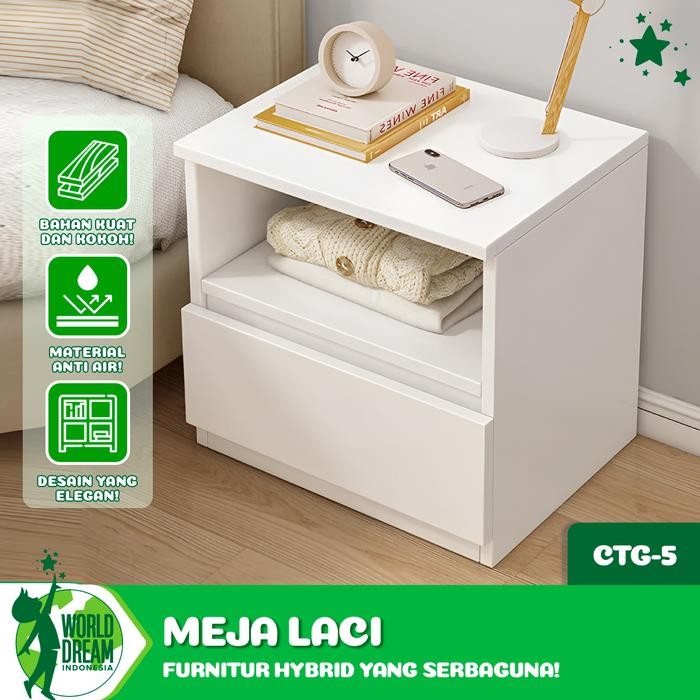 Wolrd Dream Meja Nakas Mini 1 Laci Table Meja Kamar Tidur Minimalis