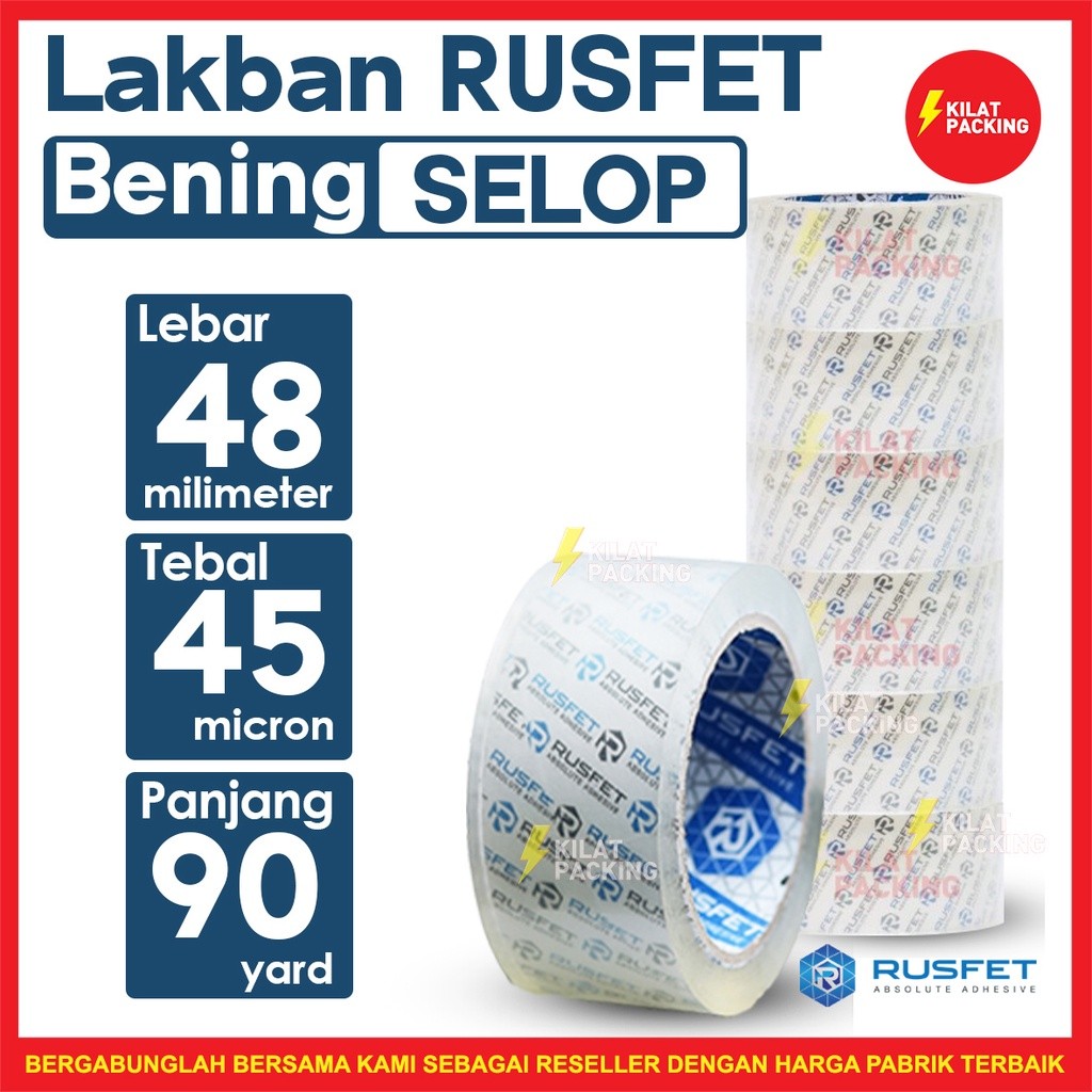 

Lakban Rusfet Premium Quality 48 mm x 90 yard 1 Selop isi 6