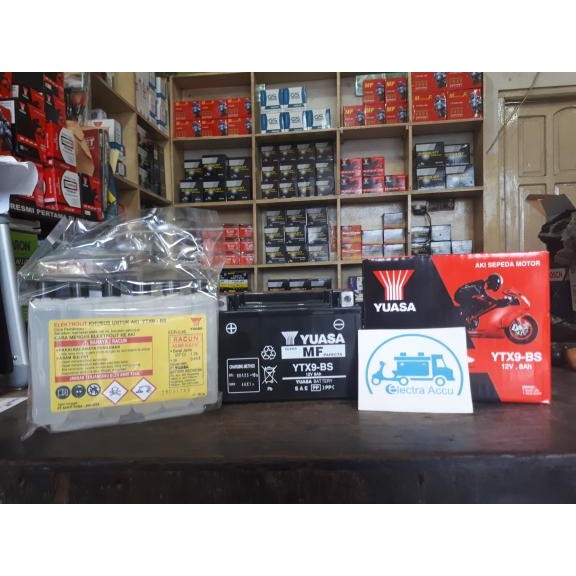 AKI MOTOR KAWASAKI NINJA 250 CC FI YTX9 YUASA ACCU KERING ORI ORIGINAL