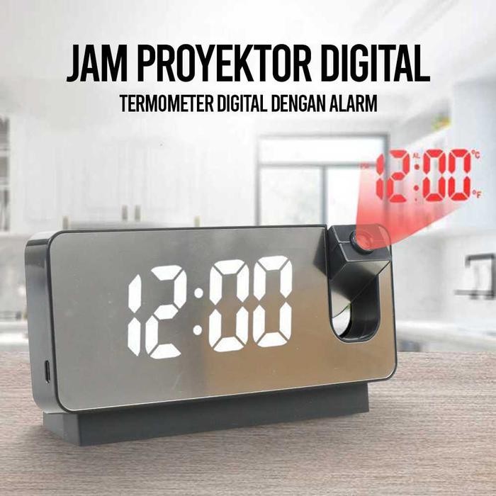Ready Jam Alarm Digital Proyektor Temperature Jam Proyektor Jam MejaBlack