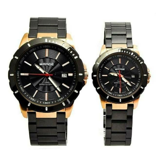 Jam Tangan Couple Black Gold Mirage Original Garansi Anti Air Asli 100%