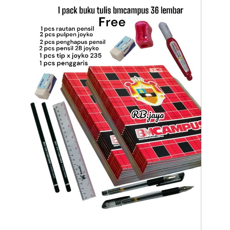 

UM1 PROMO PAKET LENGKAP BUKU TULIS BMCAMPUS 36 LEMBAR 1 PACK ISI 10 BUKU
