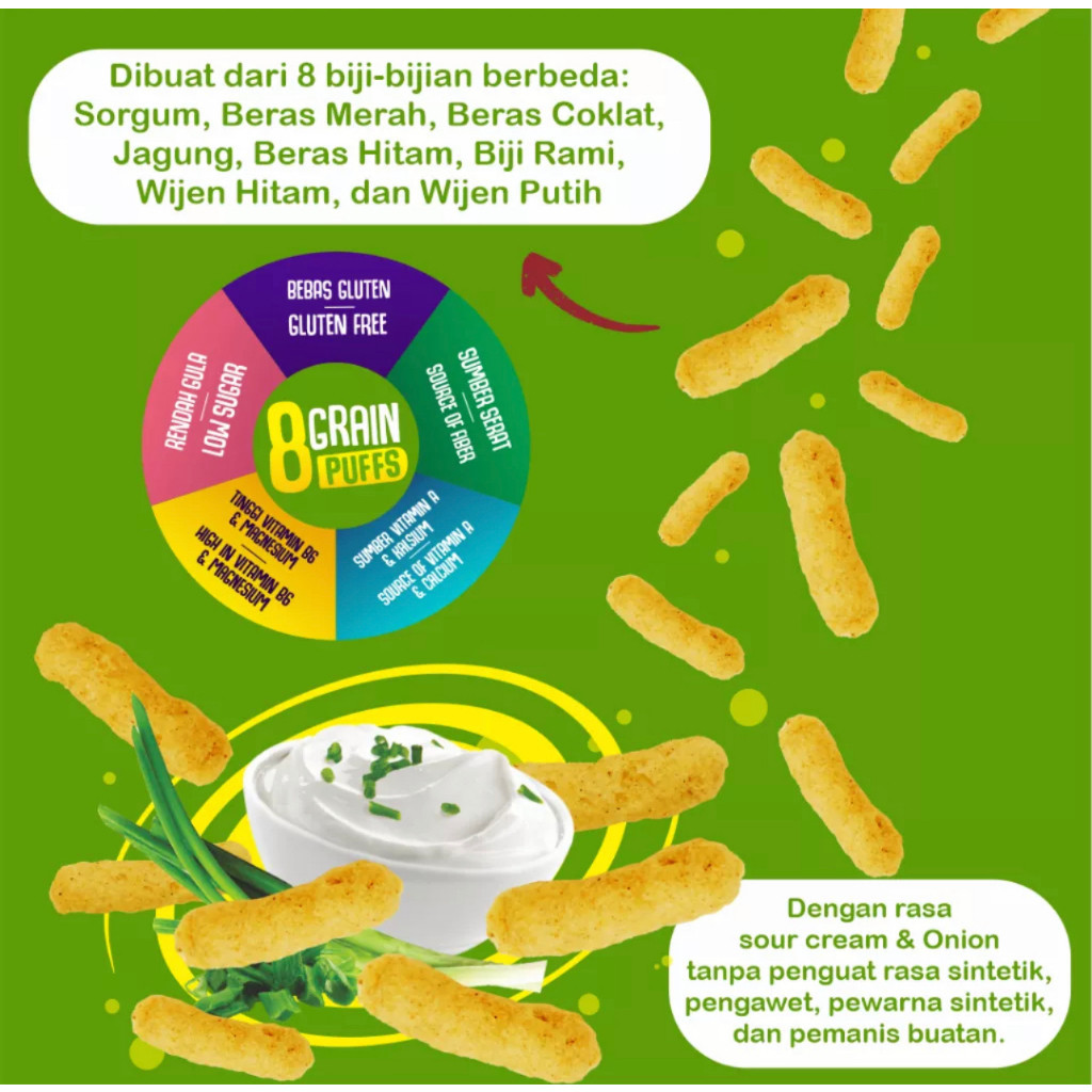

Dapur Joglo Nola 8 Grain Puffs 50G - Snack Sehat - Bebas Gluten - Sour Cream Onion / Cheddar Cheese