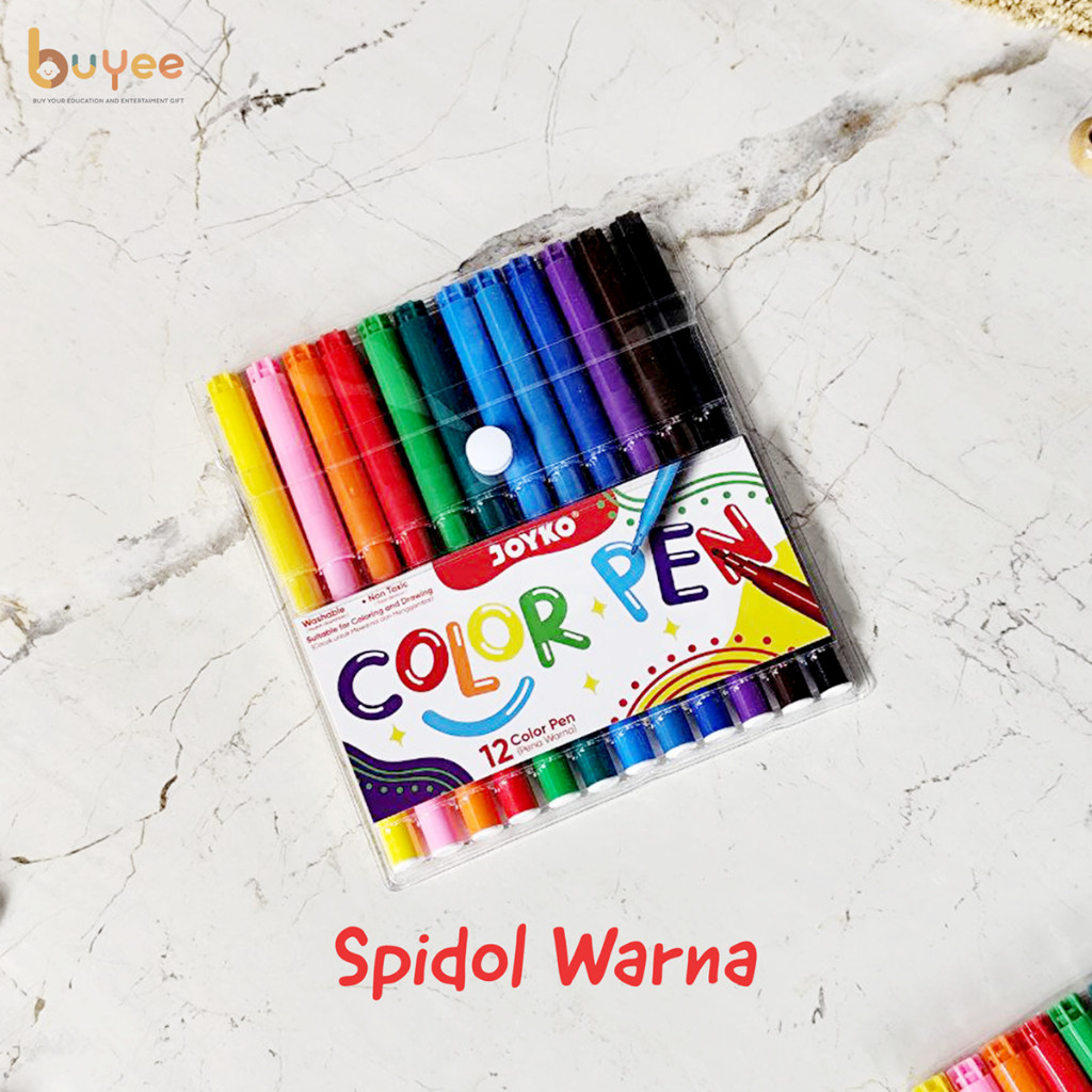 

UM1 BUYEE GIFT - Spidol Set 12 Warna JOYKO Washable Color Pen Marker Serbaguna