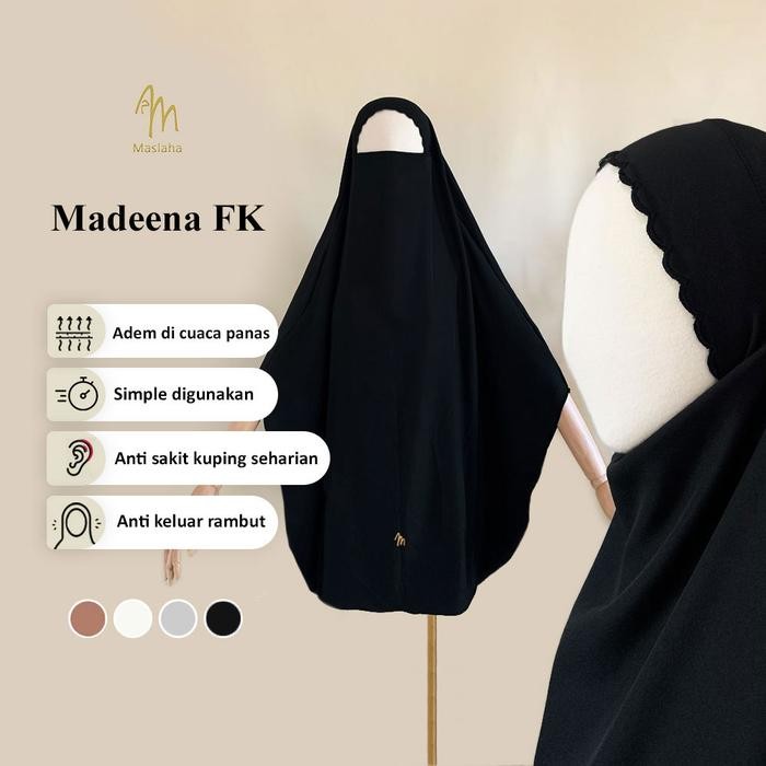syukron- Maslaha Niqab Madeena French Khimar Bordir Long FK Instant Umroh Haji Shamira Stretch