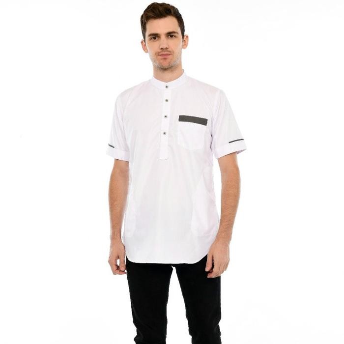 Zuhud- Baju Koko Pria Dewasa Muslim Lengan Pendek Kain Katun Adem