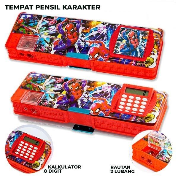 

No.OneBest- Tempat Pensil Magnet Karakter Kalkulator Kotak Anak Sekolah Alat Tulis
