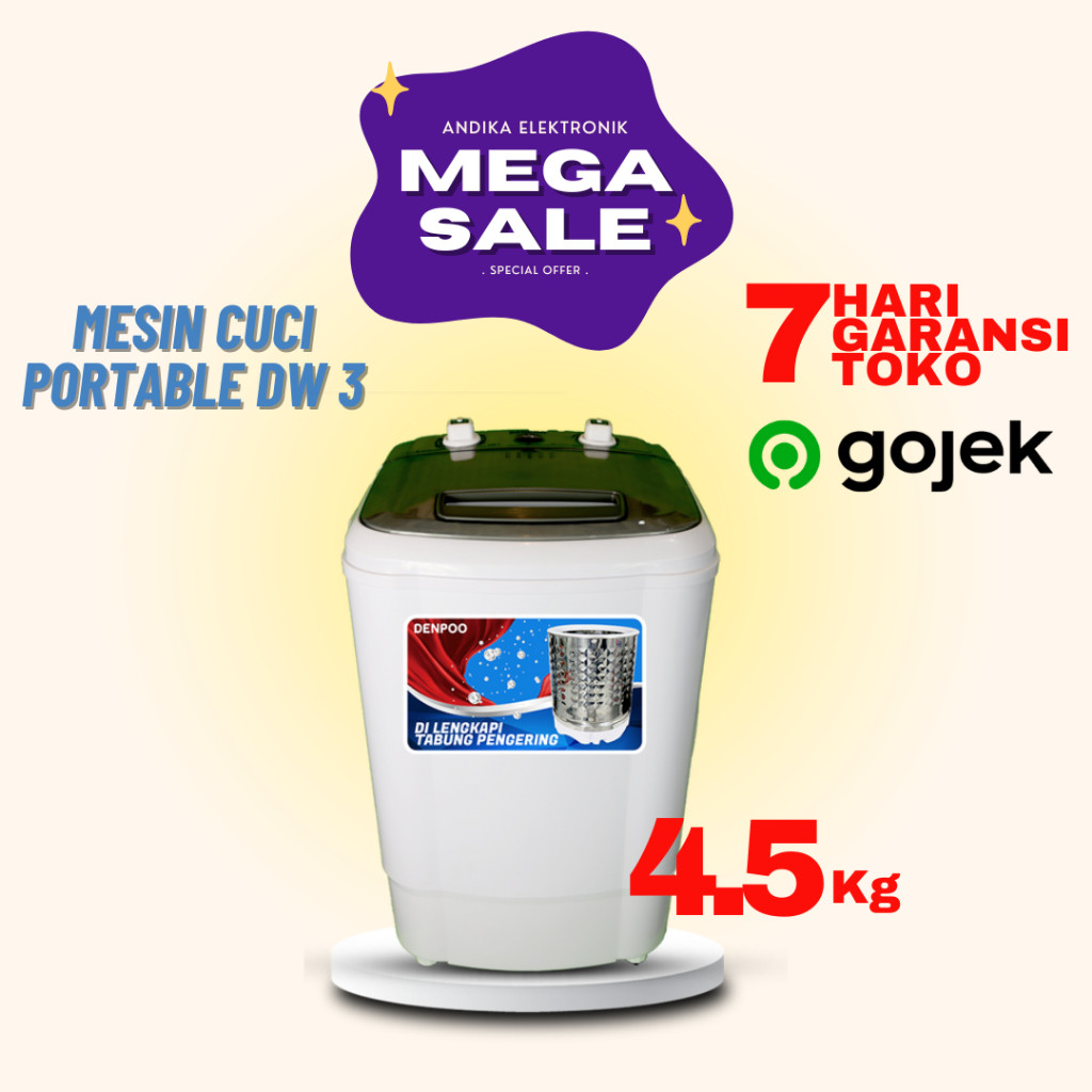 Mesin Cuci Mini DENPOO DW 3 - Mesin cuci portable - Mesin cuci kecil