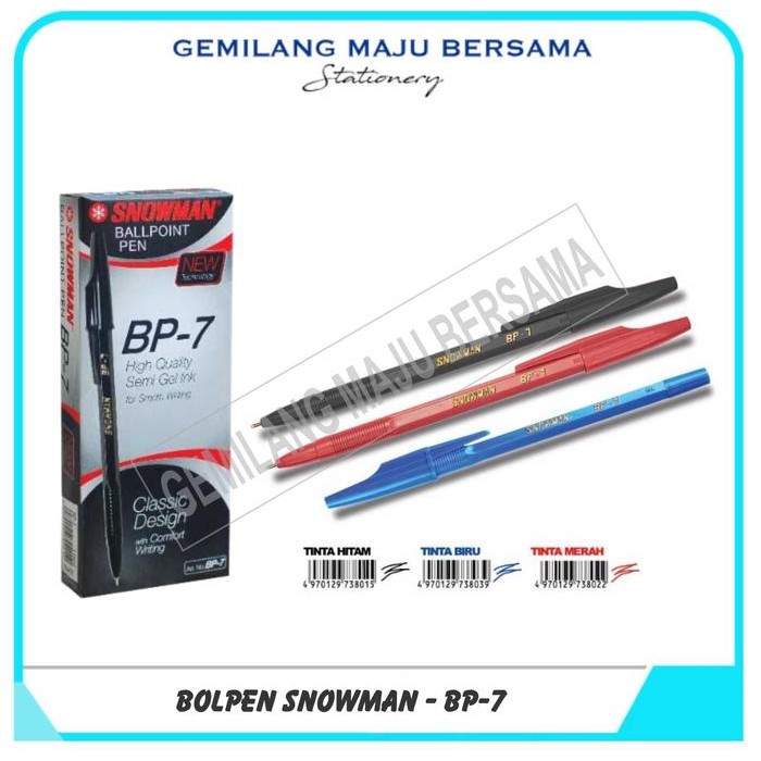 

No.OneBest- Bolpoint / Bolpen Snowman BP7 (Hitam/Biru)