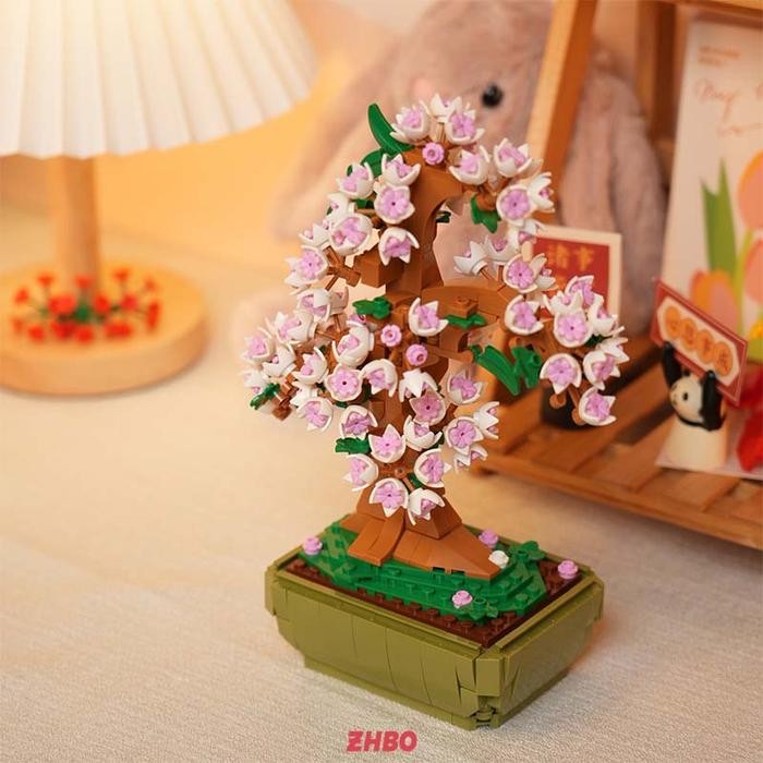 terbaru  zhbo mainan block brick 3d puzzle blok bangunan bunga hadiah ulang tahun dekorasi bunga