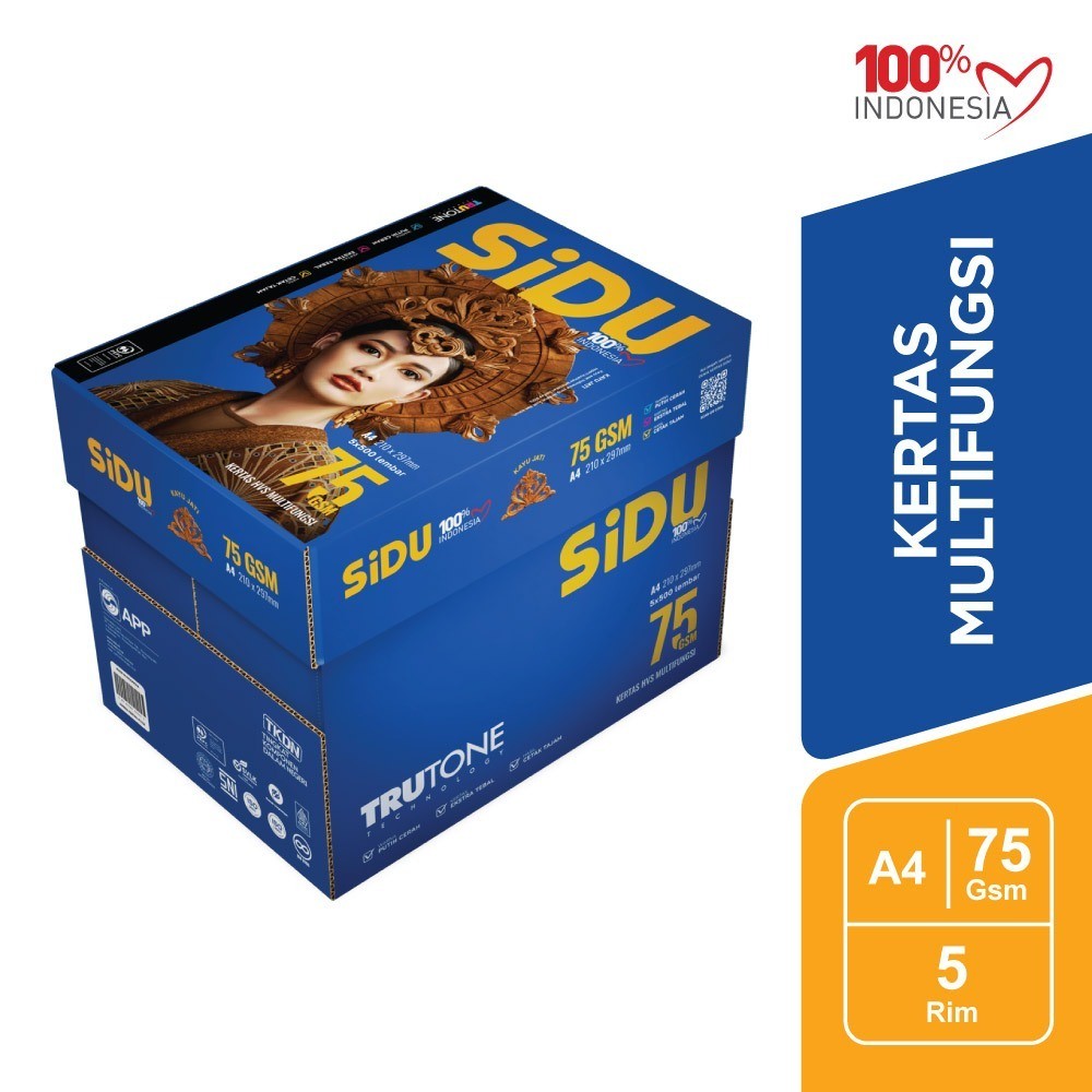 

UM1 [BISA INSTANT & COD] SIDU HVS A4 75Gsm Tersedia 1 Dus (Isi 5 Rim) / 1 Rim (Isi lembar)