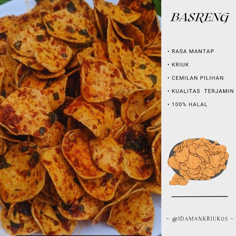 

Cemal Cemil Makyus Basreng Daging Sapi Daun Jeruk 1Kg/Basreng/Daunjerik/Gurih/