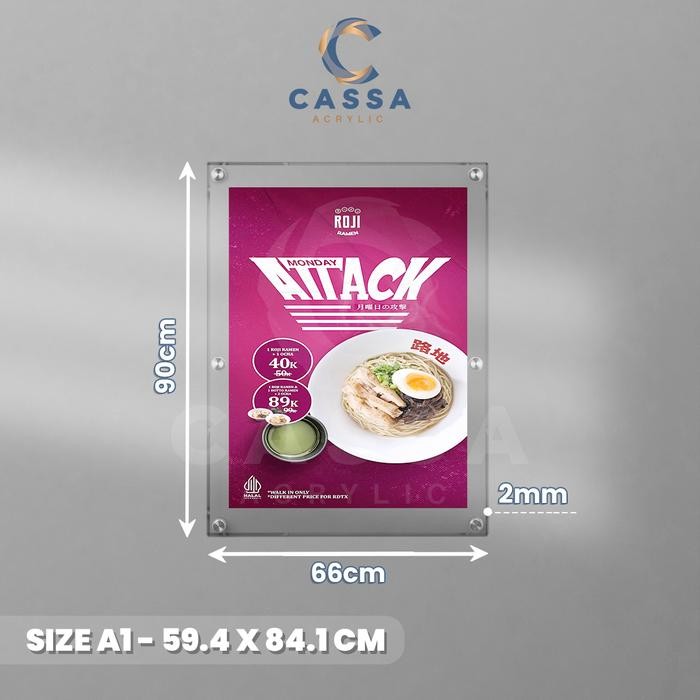 Frame Dinding Akrilik / Bingkai Display Poster Akrilik Ukuran A1