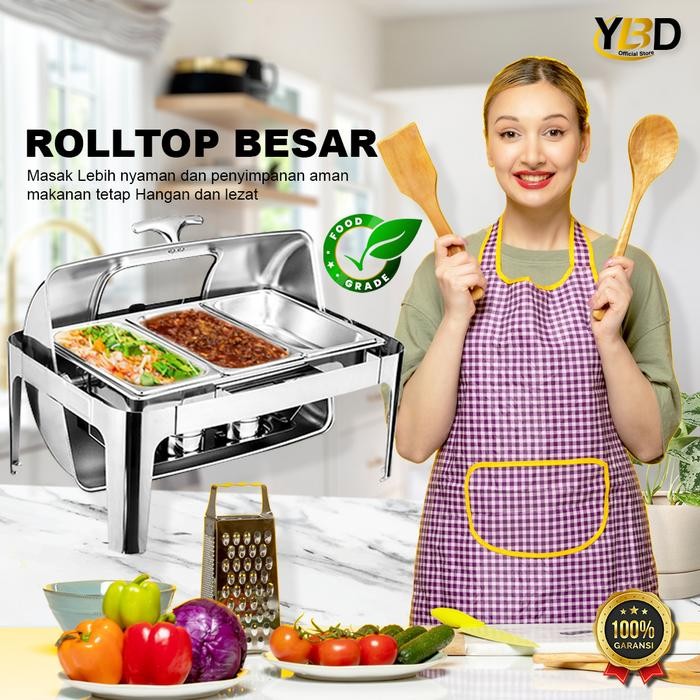 ROLL TOP PRASMANAN 9L ROLL TOP CHAFING DISH STAINLESS STEEL PREMIUM