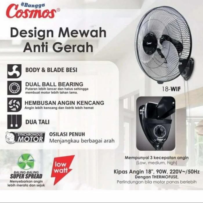 Froze- Kipas angin dinding besi 18 inch Cosmos 18 WIF