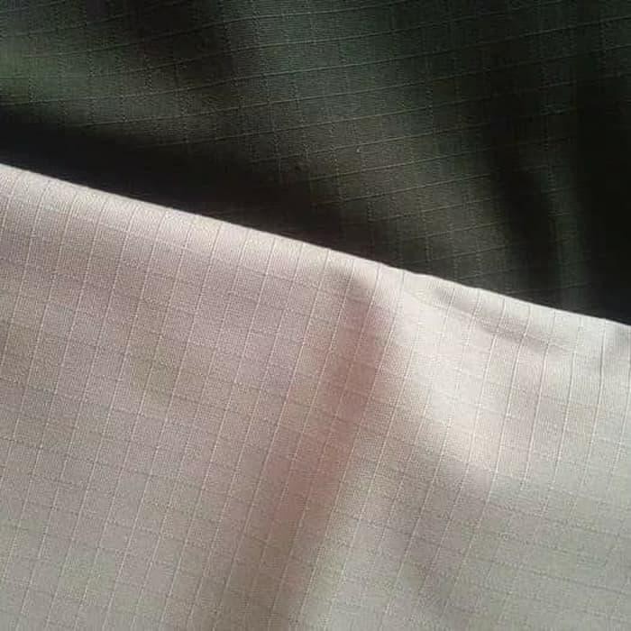 Ready Kain Ripstok Hitam Ripstop. Bahan Atasan Seragam Ready