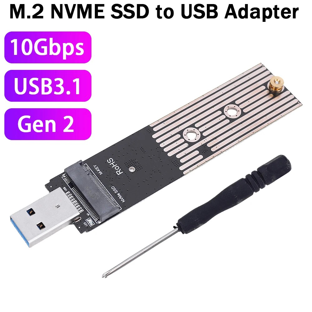 M.2 NVMe SSD Enclosure NVMe to USB Adapter 10Gbps USB 3.1 Gen2 Convert Card for  WD Black Intel NVME