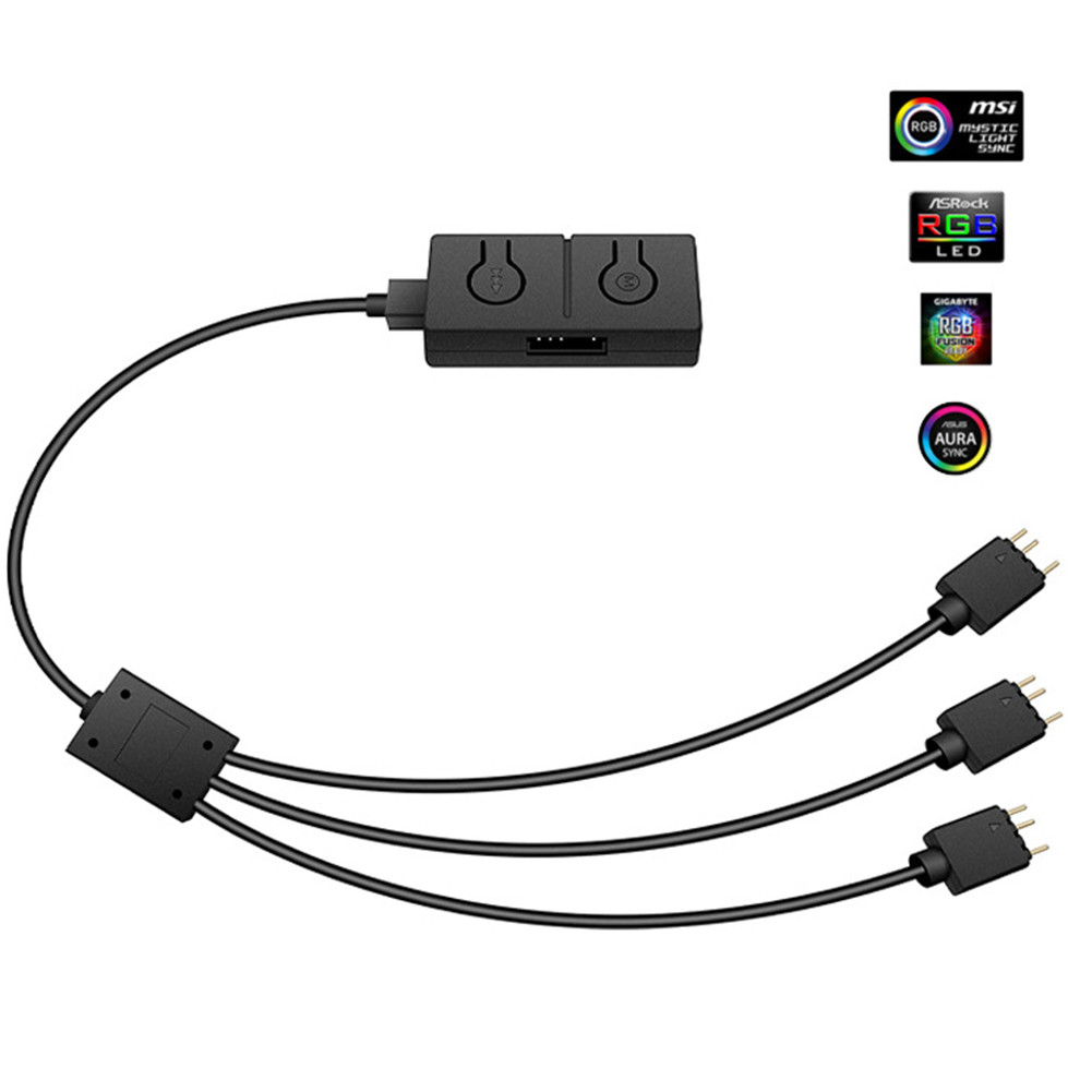 RGB Converter 5V 3Pin ARGB to 12V 4 Pin RGB Light Transfer Hub Chassis Fan Converter with Motherboar