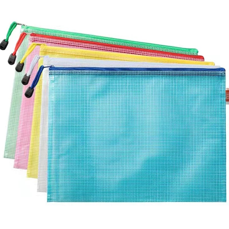 6Pcs A3 A4 A5 A6 Waterproof Plastic Zipper Paper File Folder Book Pencil Pen Case Bag File Document 