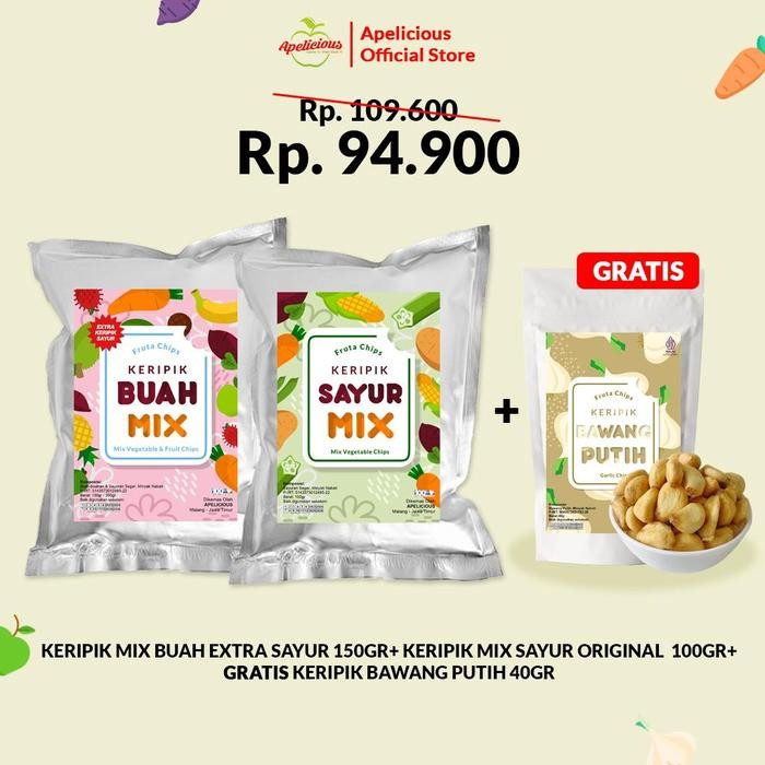 

APELICIOUS [GRATIS KERIPIK BAWANG PUTIH] MIX KERIPIK SAYUR ORI + MIX KERIPIK BUAH TROPIS