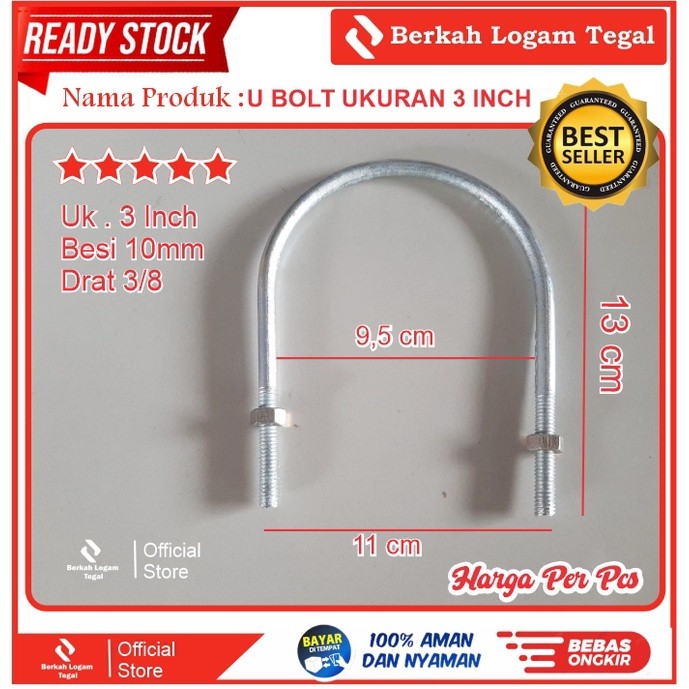 U Bolt 3 Inch / Klem Pipa / Baud U Grosir Termurah